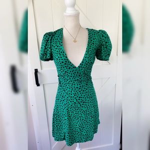 Green and black wrap dress urban outfitters sz S
